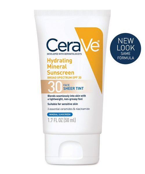 CeraVe Hydrating Mineral Sunscreen SPF 30 Face Sheer Tint